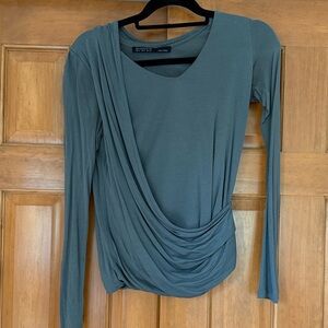 All Saints Women's Blue Draped Blouse